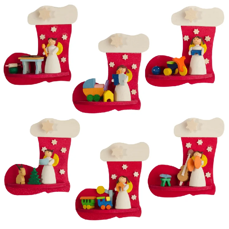 Santa Boot with Angel Ornament by Graupner Holzminiaturen