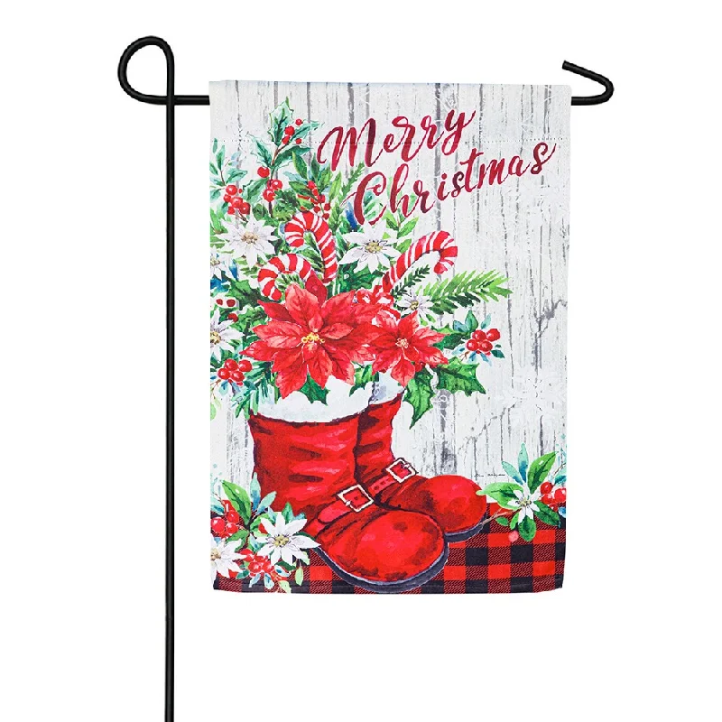 Santa Boots Suede Double Sided Garden Flag