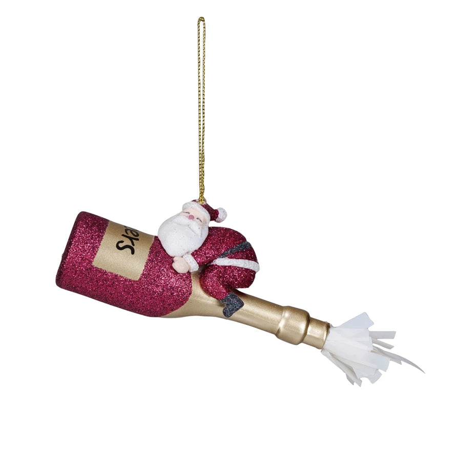 Santa Champagne Bottle Ornament