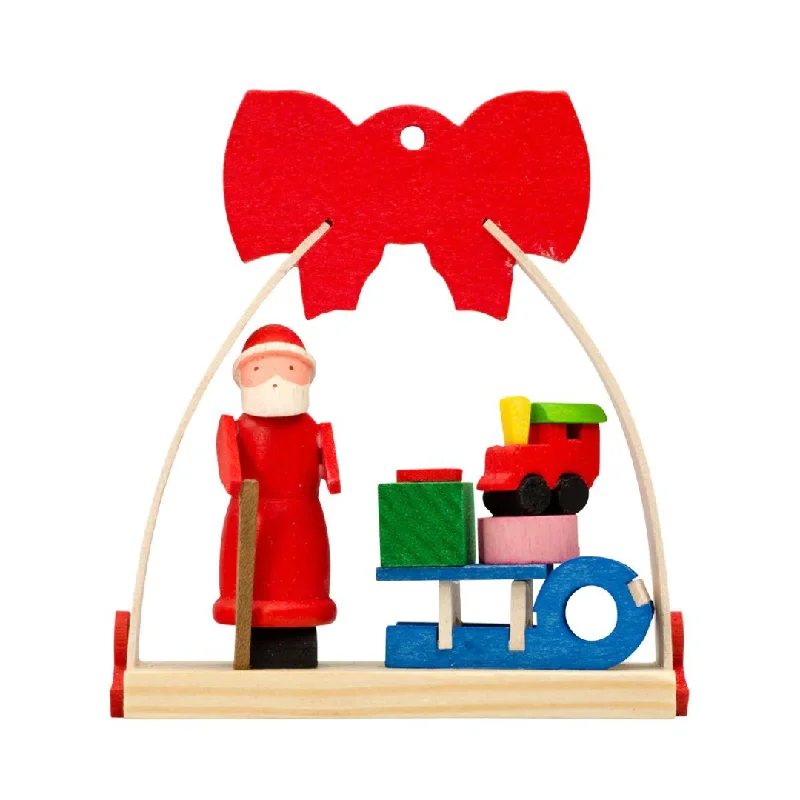 Santa Claus with Sledge Under Bow Arch, Ornament by Graupner Holzminiaturen