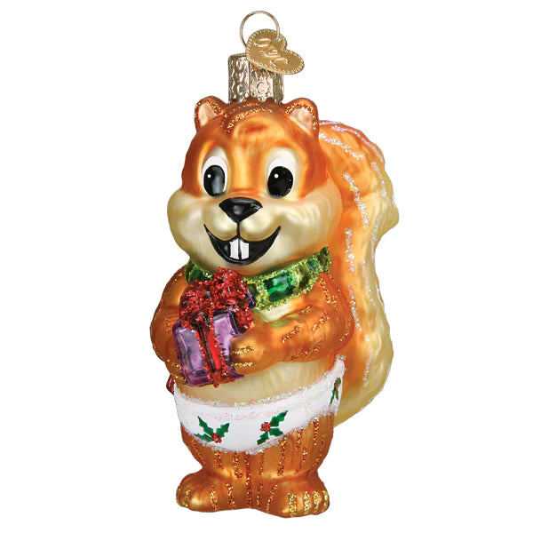 Silly Christmas Squirrel Ornament - Old World Christmas