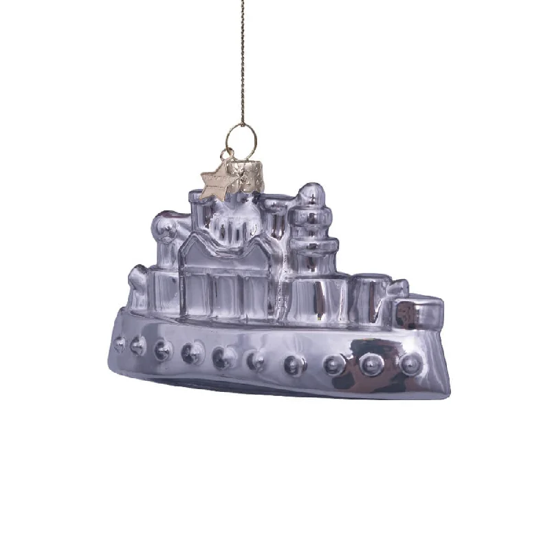 Silver Opal Monopoly Ship Ornament