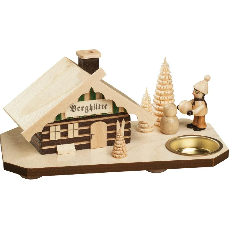 Mountain Hut Smoker and Tea Light with snowman by Taulin