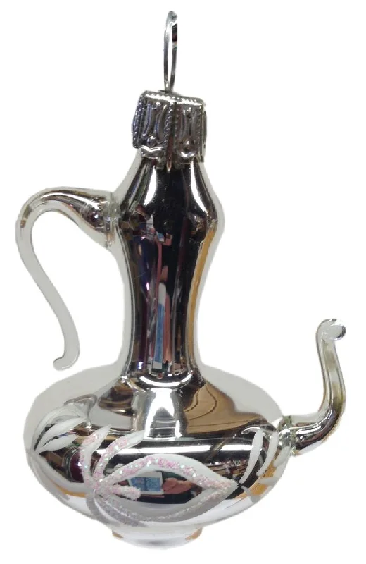 small silver Coffee Pot with Twig Decor Ornament by Glas Bartholmes