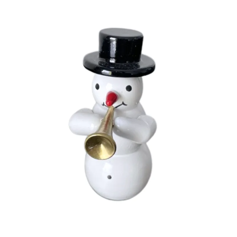 Snowman Band, Snowman with Horn by Erzgebirgische Holzkunst Gahlenz GmbH