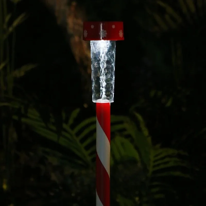 Solar-Powered Candy Cane Striped Garden Stake Lights