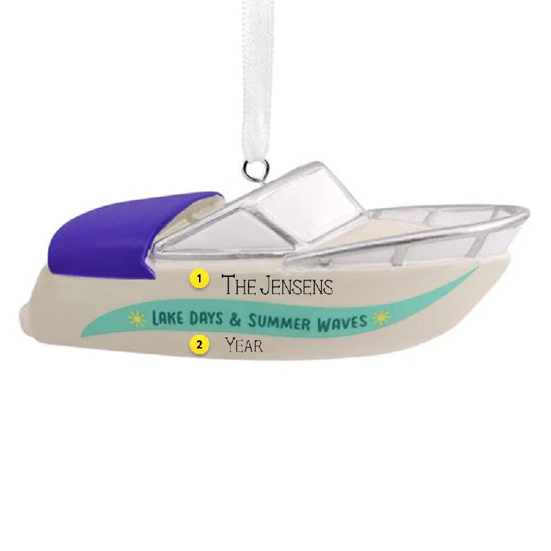 Personalized Speedboat Ornament