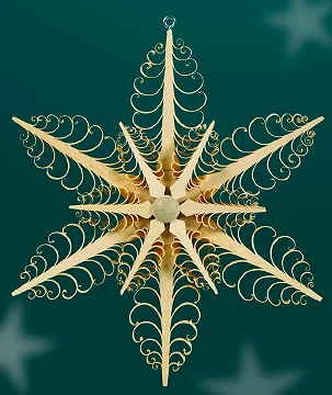 Star, hanging, curled wood 2