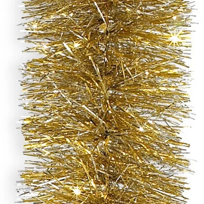 15' Super Plush Golden Silver Tinsel Christmas Garland