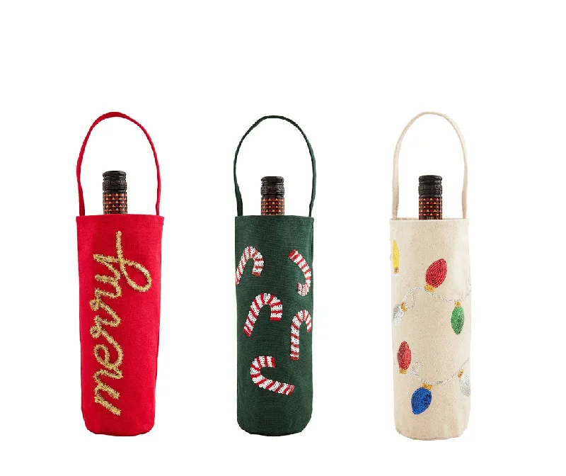 TINSEL WINE BAGS - 3 STYLES BY MUD PIE