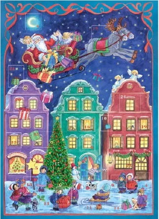 Santa Flying Over Town Advent Calendar published by Stuttgart-based Richard Sellmer Verlag