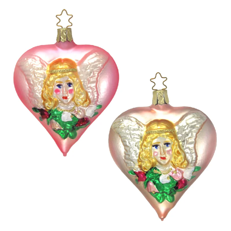 Victorian Angel on Heart Ornament by Inge Glas of Germany