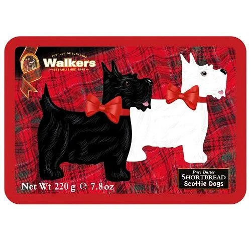 Walkers Shortbread Scottie Dog Shaped Cookies Gift Tin - 7.8 Ounce