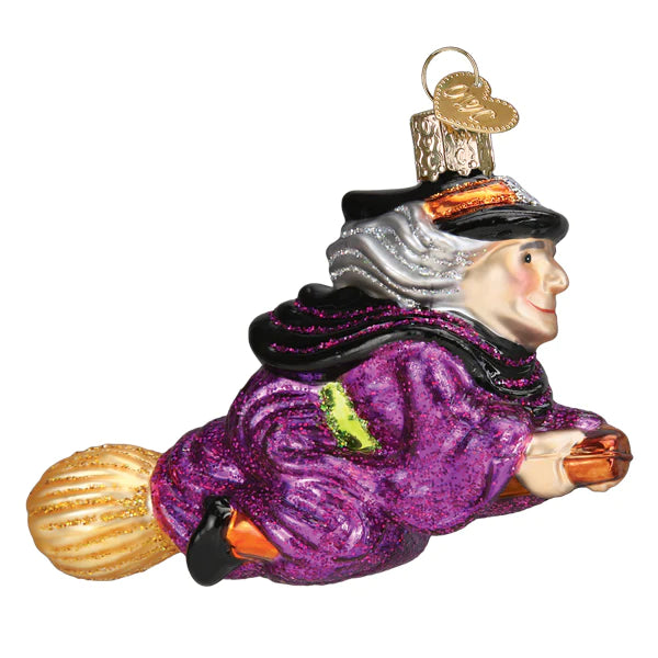 Witch On Broomstick Ornament - Old World Christmas