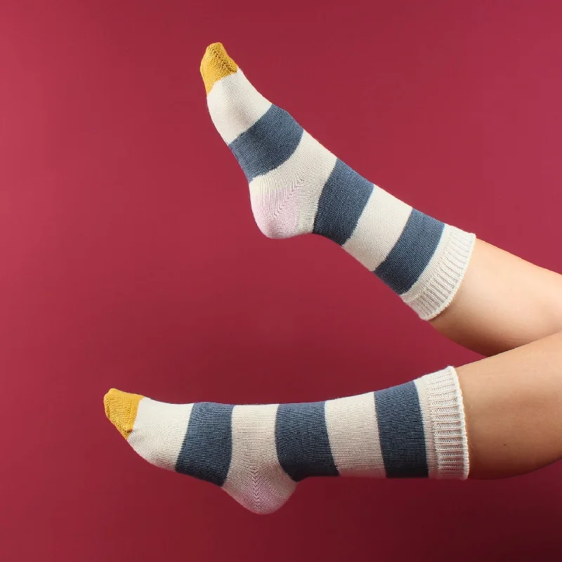 Women's Colour Block Striped Wool & Cotton Socks